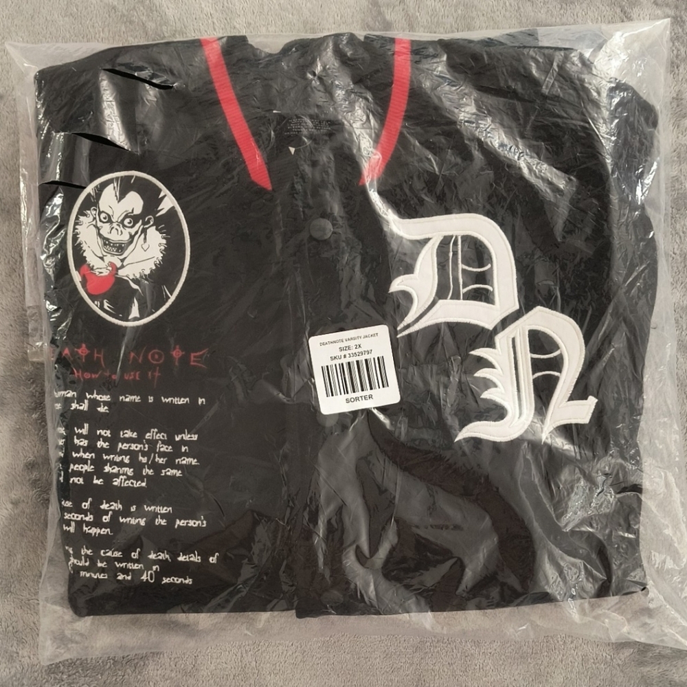 Death Note Embroidered Unisex Varsity Jacket Size 2X - Picture 5 of 5